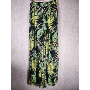 MEEK Women's Black Green Yellow Flowing Loose Beachy Hippie Boho Pants SZ S